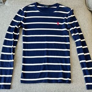 Ralph Lauren Navy Striped Long Sleeve Shirt